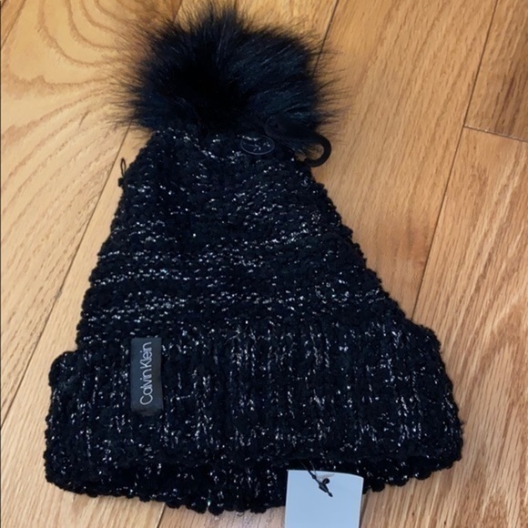 Calvin Klein black beanie with silver throughout, brand new, OS - Picture 1 of 4